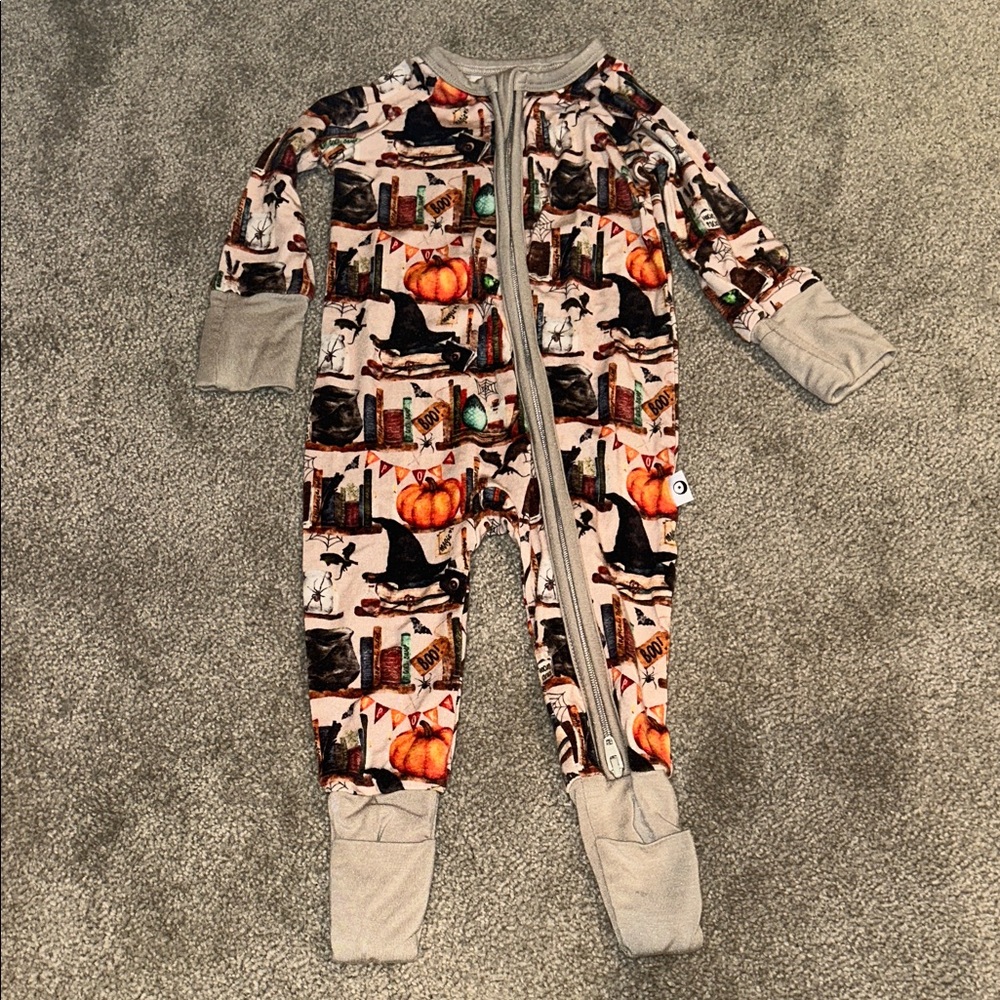 Halloween Pumpkin and Cat Kids Pajama Footies